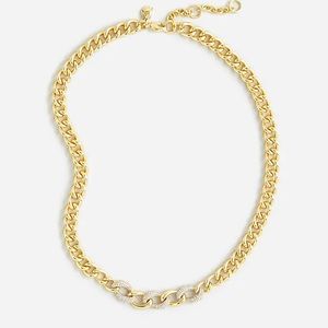 J Crew gold chain necklace with pave details NWT